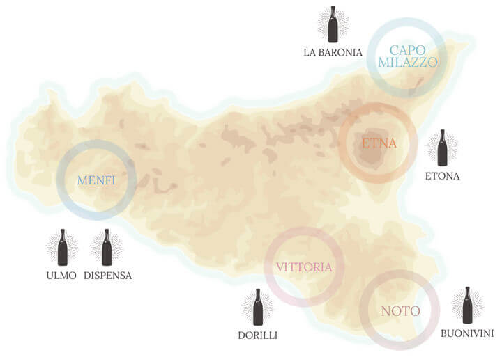 シチリア　プラネタ社ワインマップ